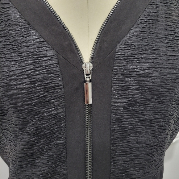 Dressbarn Women's Black Sleeve Front Zipper Mini Dress Size 12 - Picture 7 of 13